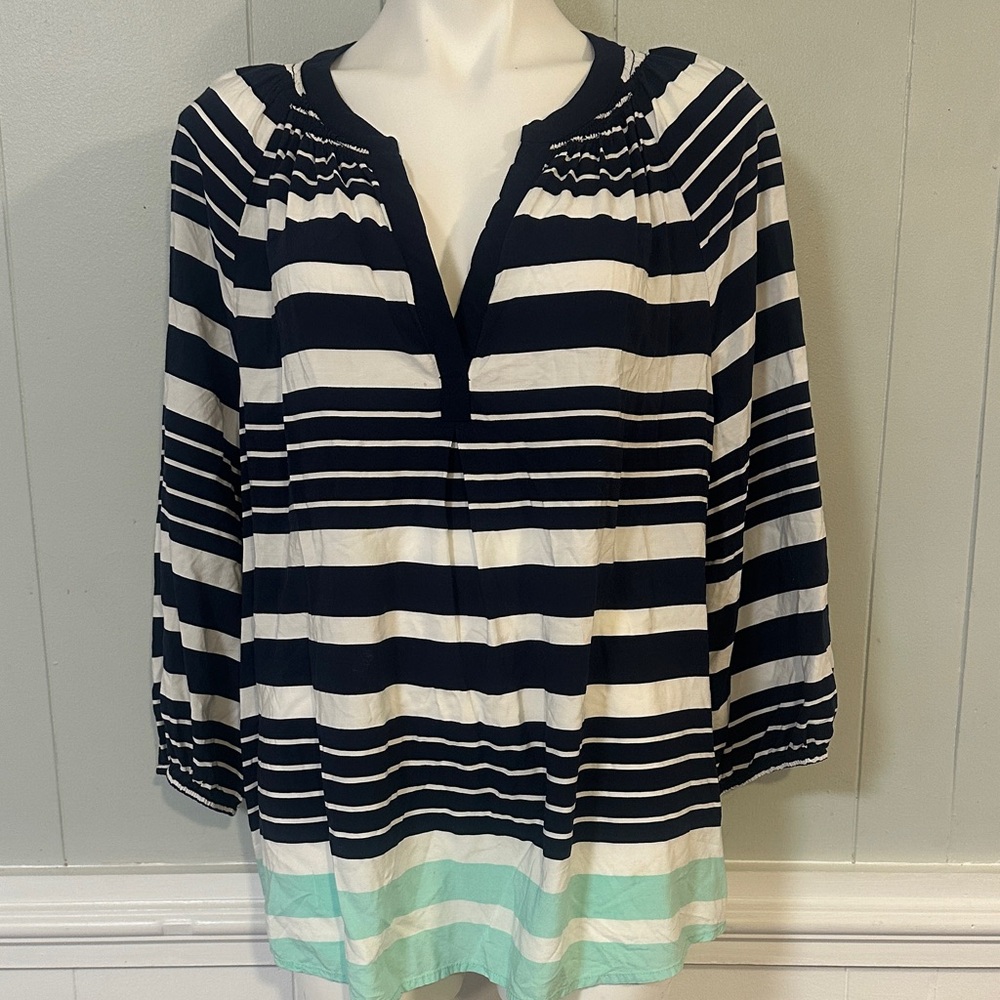 crown & ivy Black and White Striped Blouse